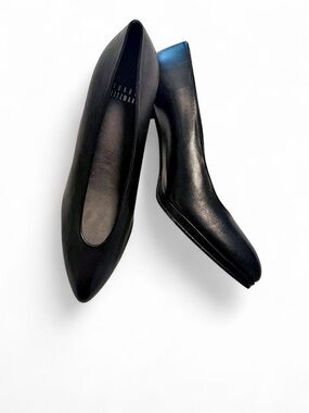 Vintage Stuart Weitzman Black Leather Platform Kitten Heels - 6.5